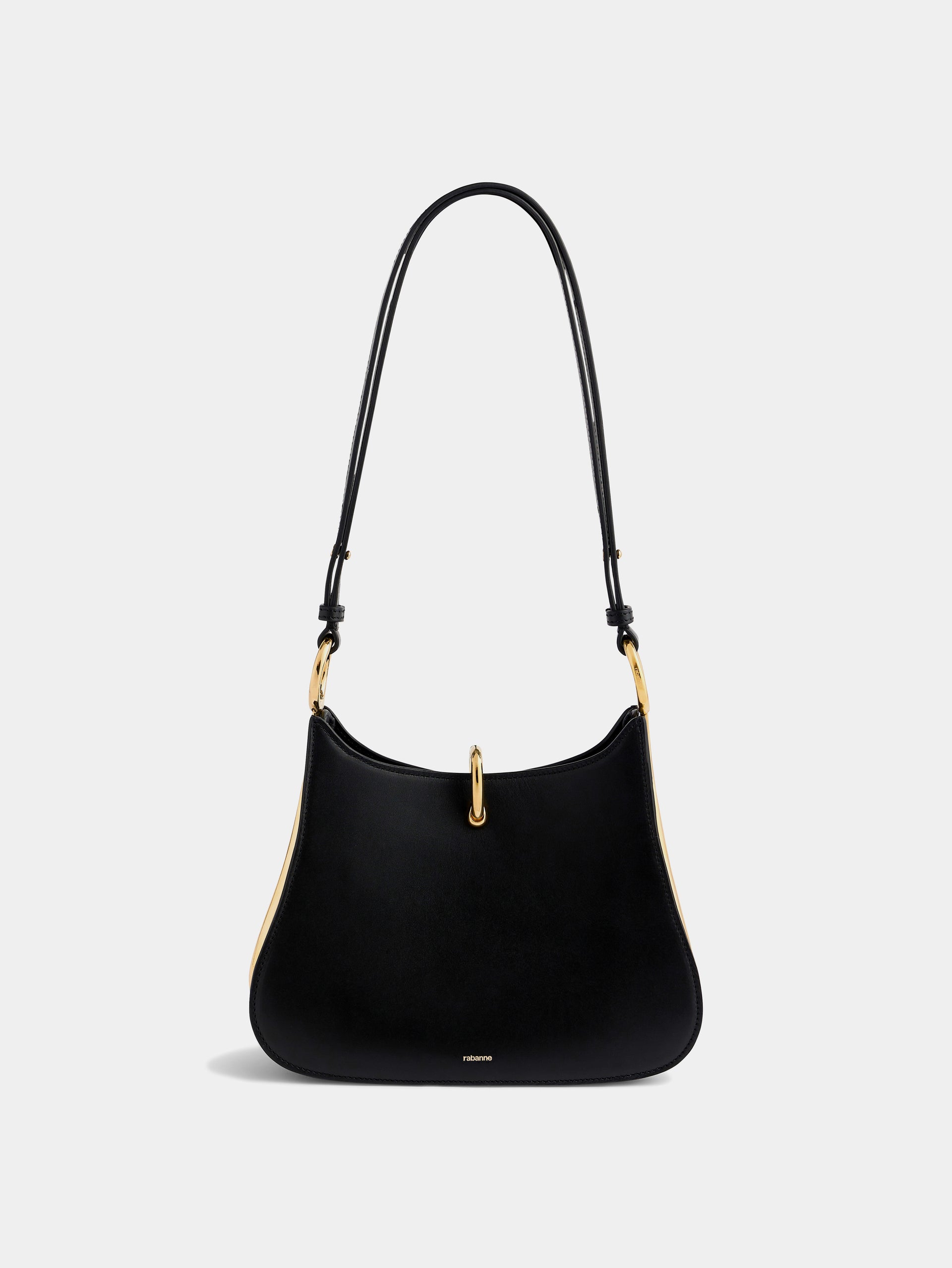 Medium ring leather bag black position 1