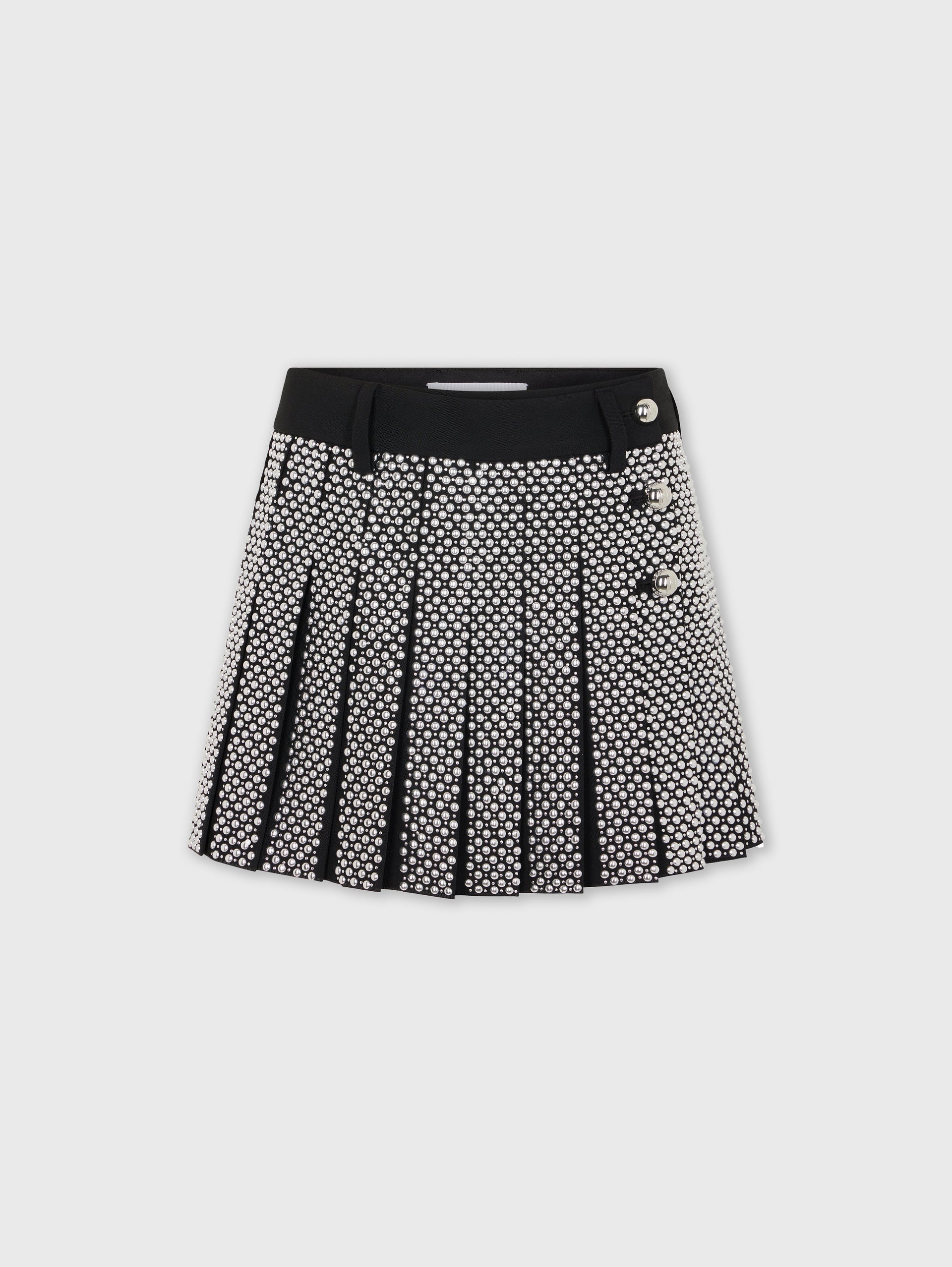 EMBROIDERED MINI SKIRT IN WOOL GRAIN DE POUDRE position 1
