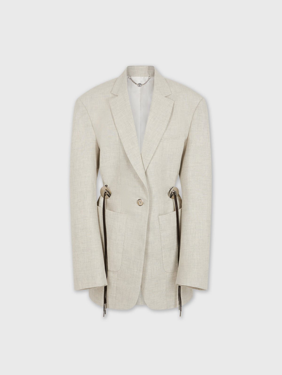 BEIGE BLAZER IN MOTTLED WOOL position 6
