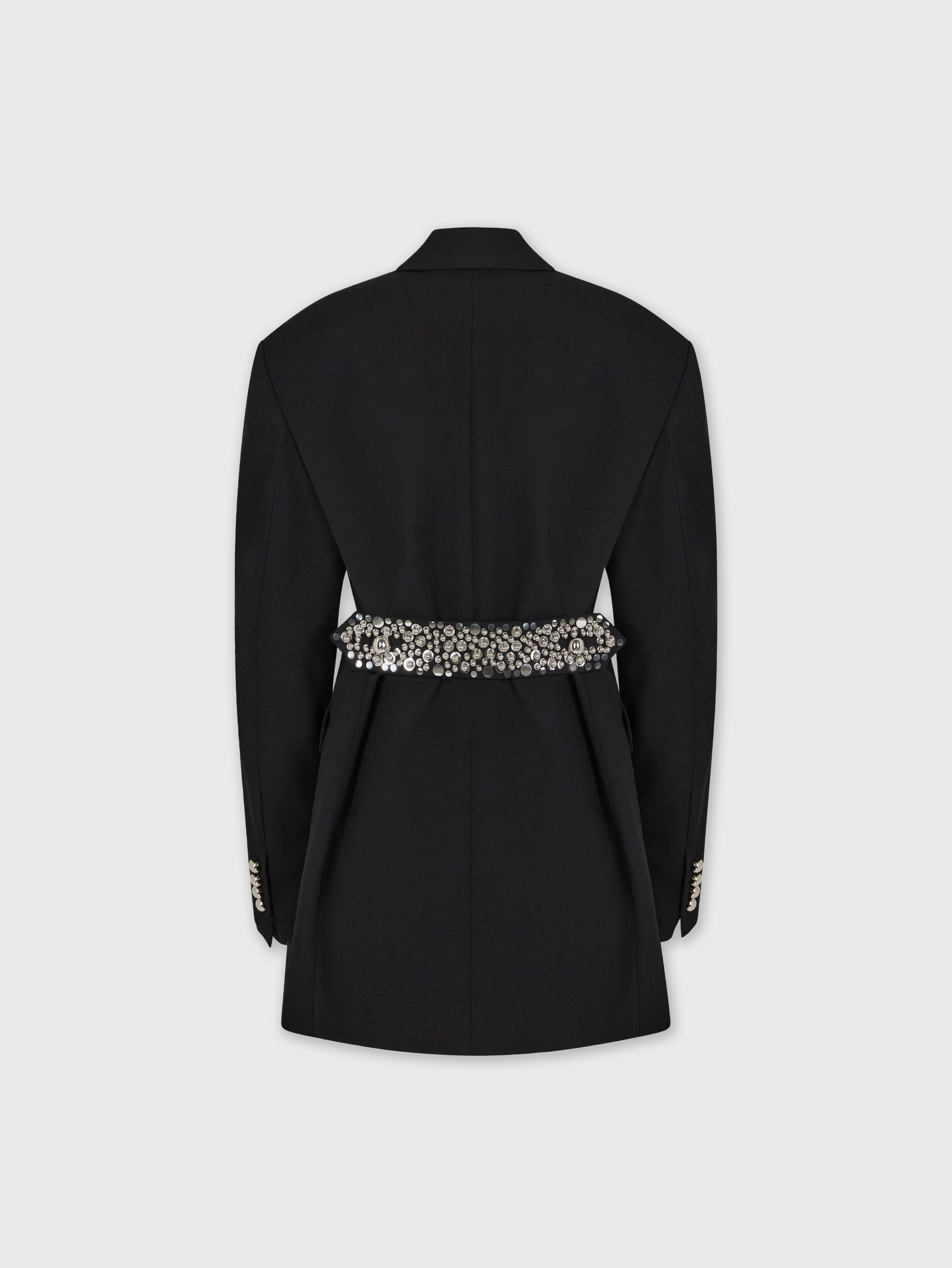 BLACK EMBROIDERED BLAZER IN WOOL GRAIN DE POUDRE position 2