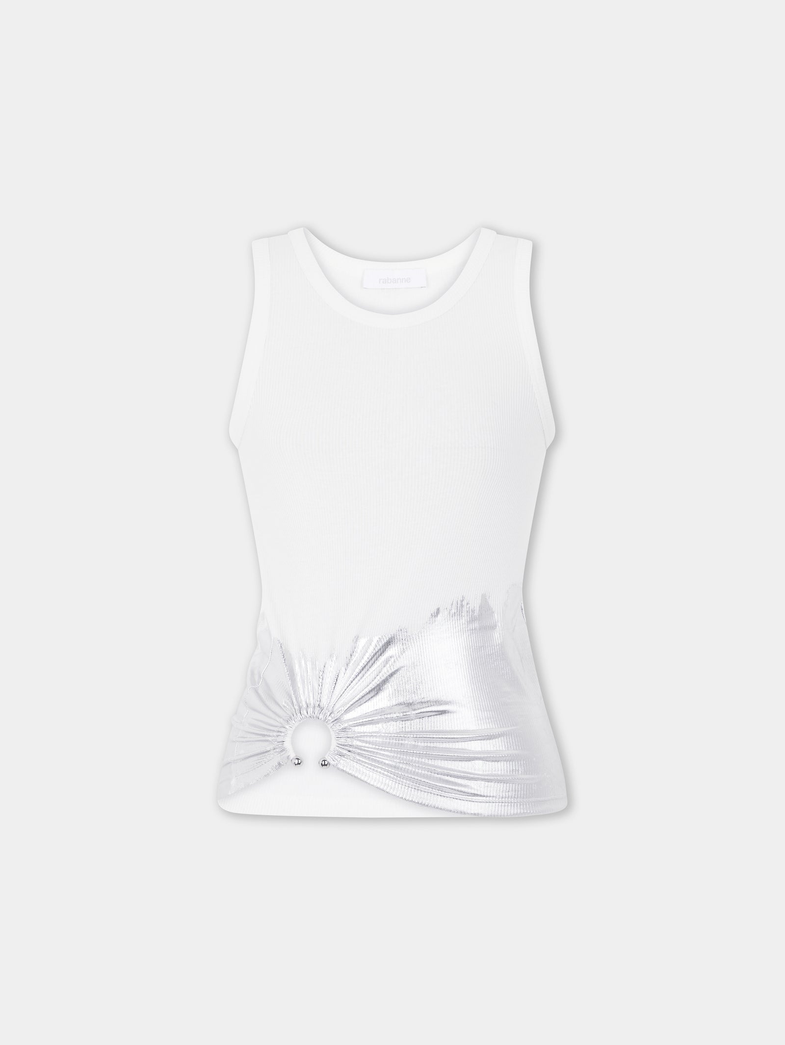 White tank top piercing in ribbed jersey position 1 - Image 1