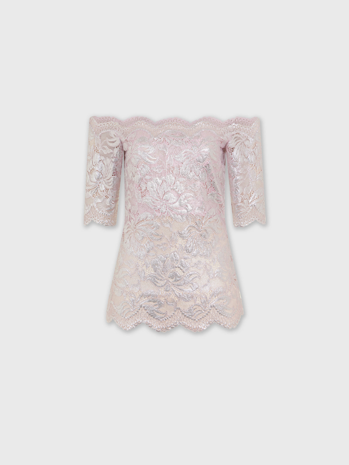 LIGHT PINK TOP IN LACE WITH SILVER INDUCTION position 1