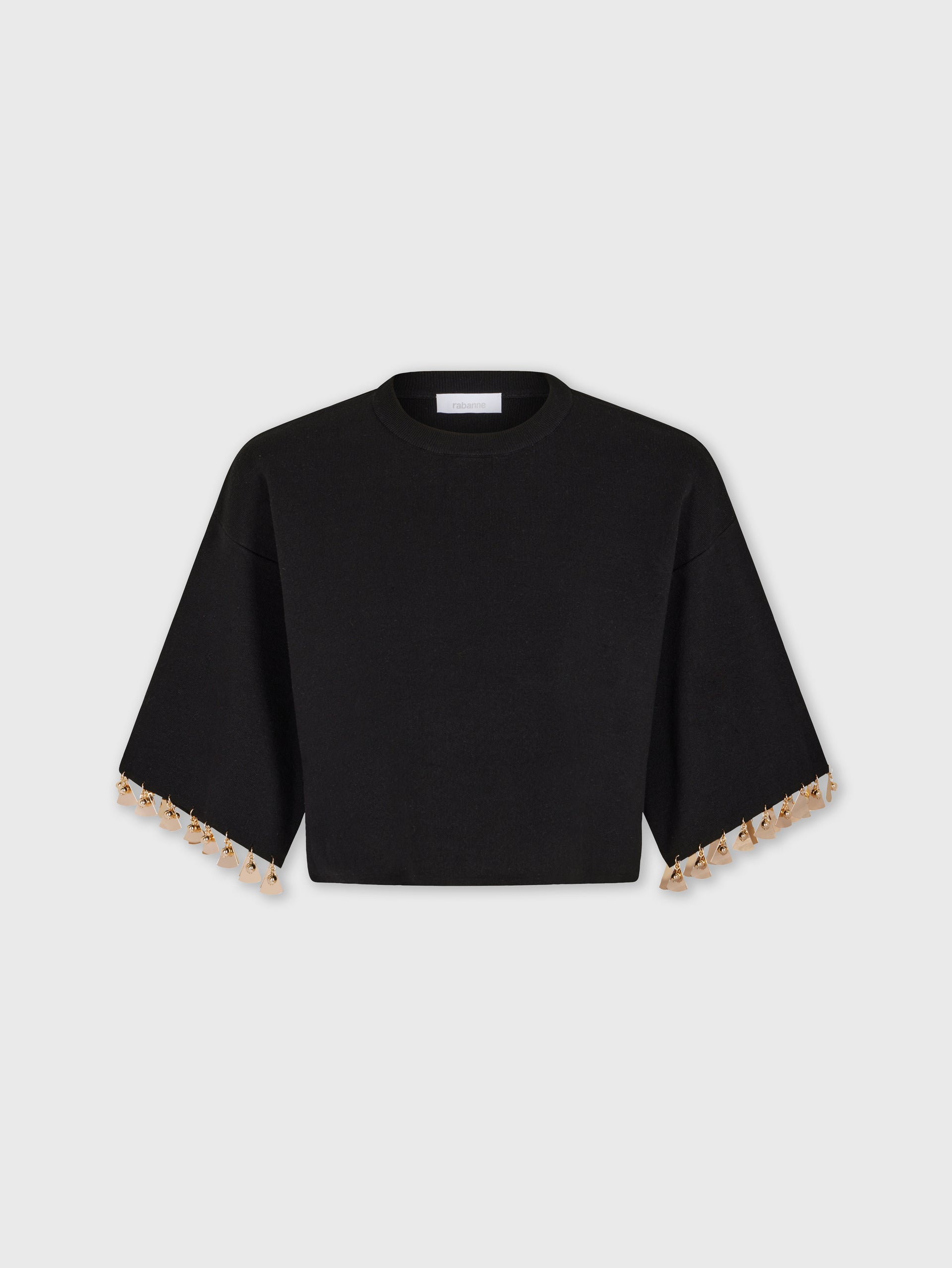 BLACK CROP JUMPER IN COTTON AND SILK KNIT position 1