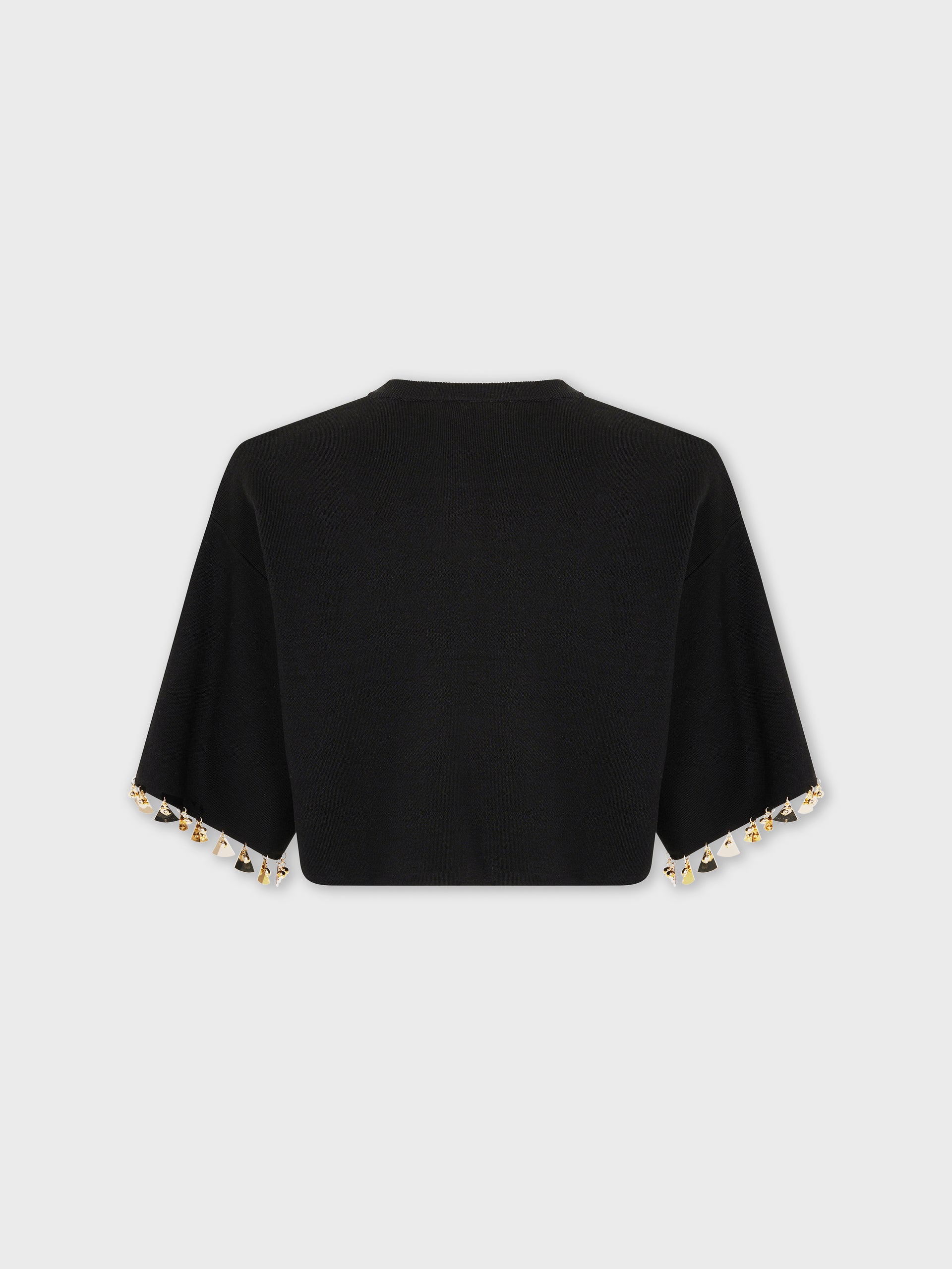 BLACK CROP JUMPER IN COTTON AND SILK KNIT position 6
