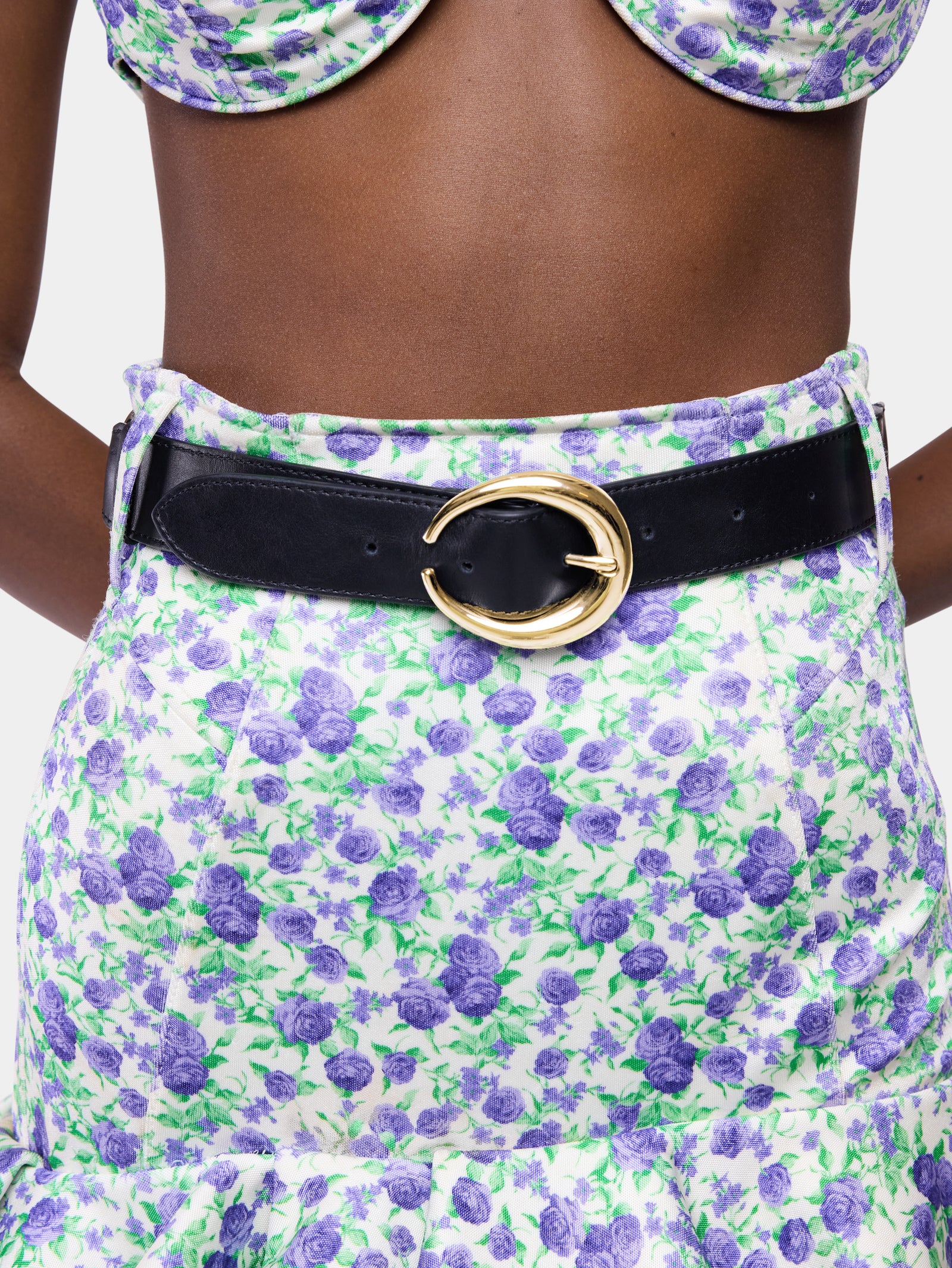 Ring belt in black and gold classic leather position 2 - Image 2
