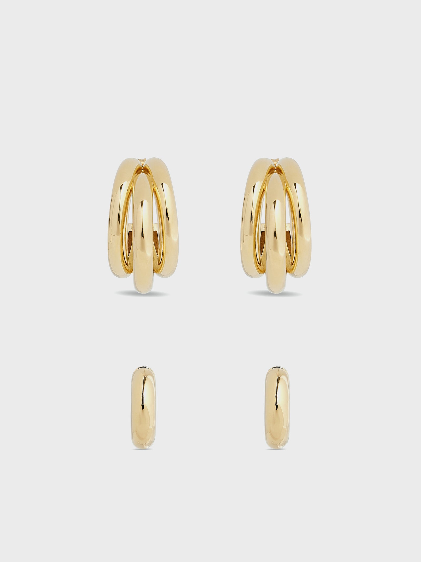 Duo of hoops and punk ear cuffs gold position 2 - Image 2