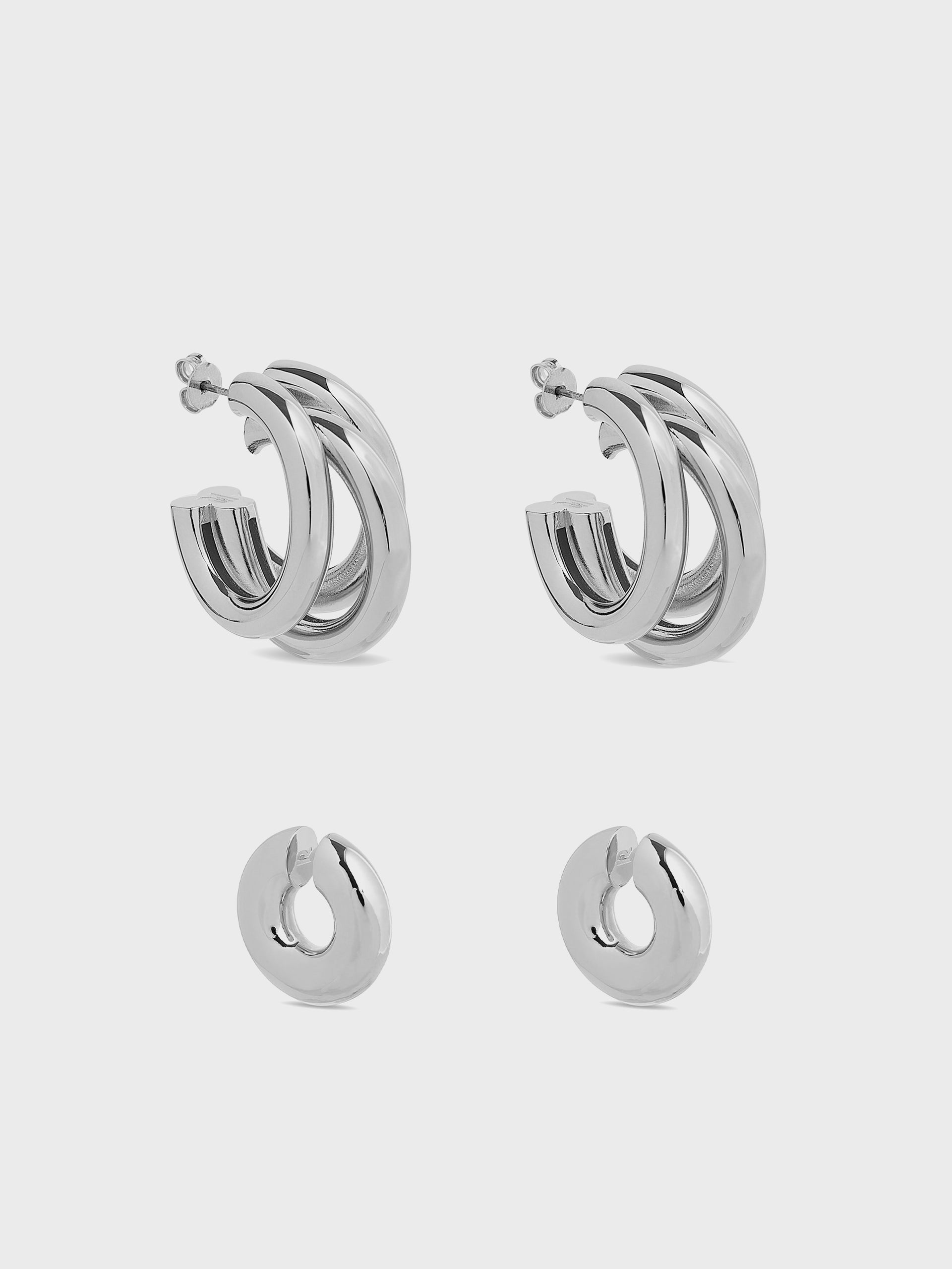 Duo of hoops and punk ear cuffs position 2