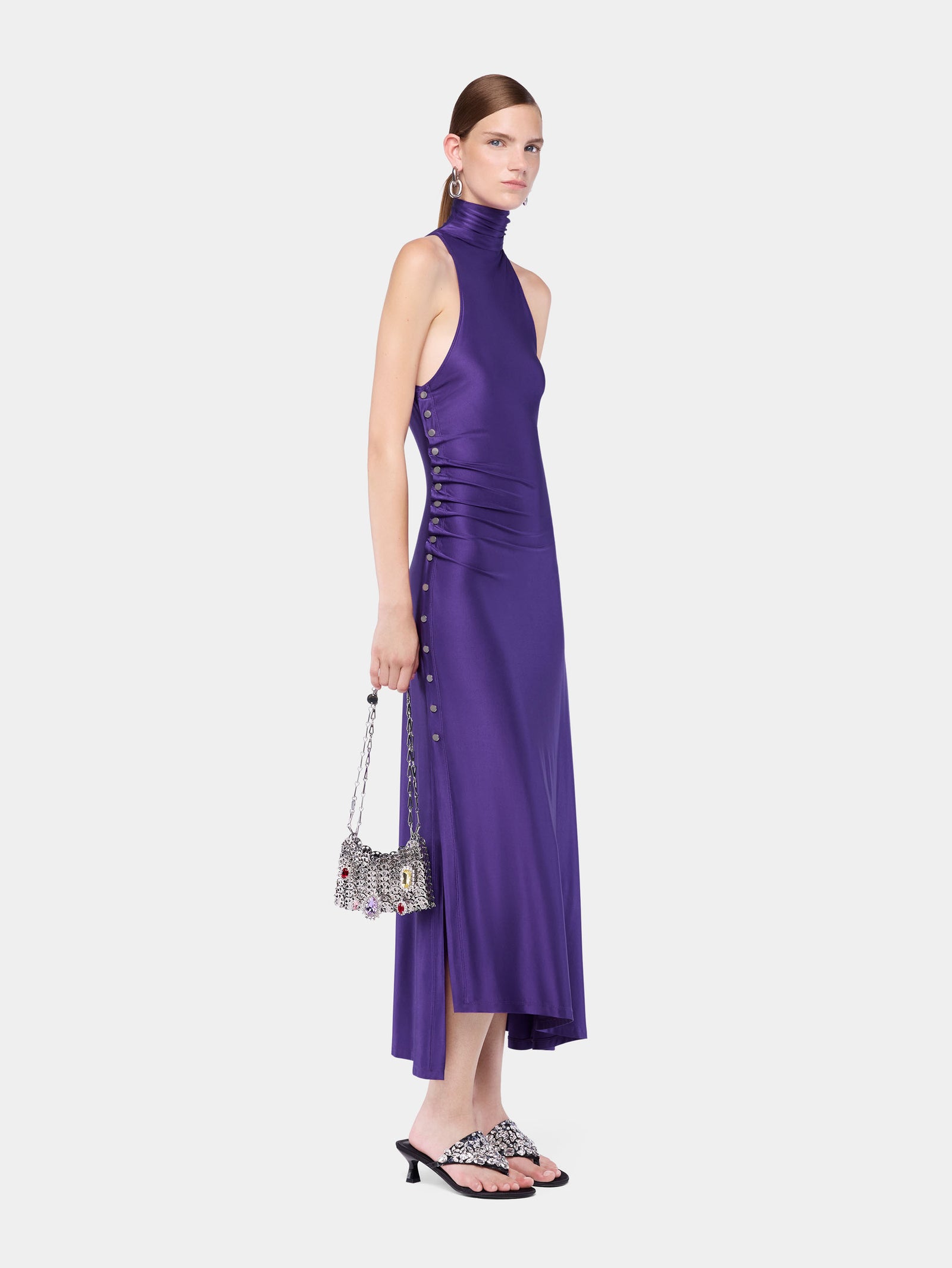Midi draped jersey dress position 3 - Image 3