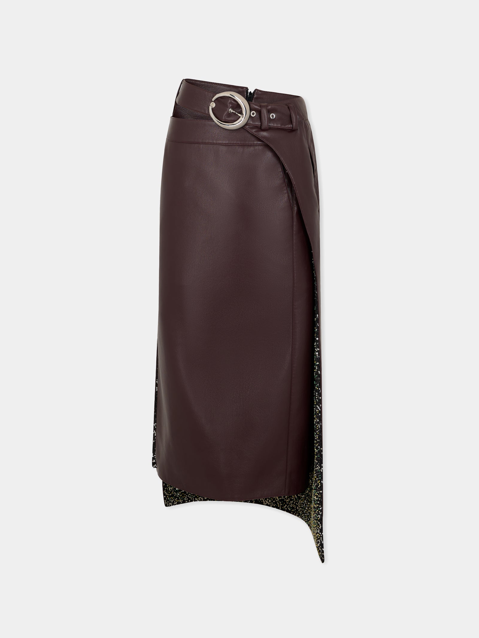 Double layer midi skirt in fake leather position 1 - Image 1