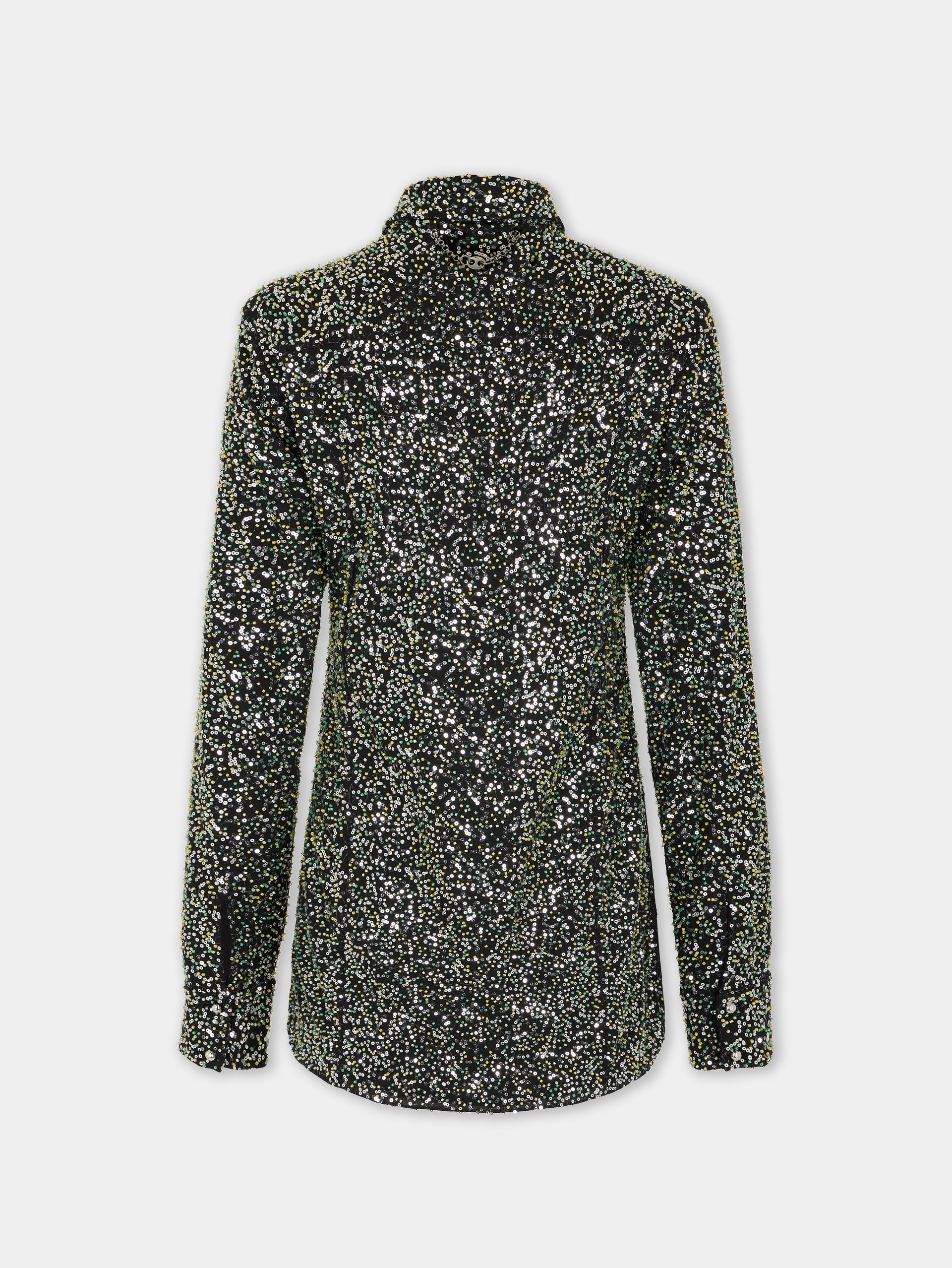 Shirt in crepe with sequin embroidery details position 7