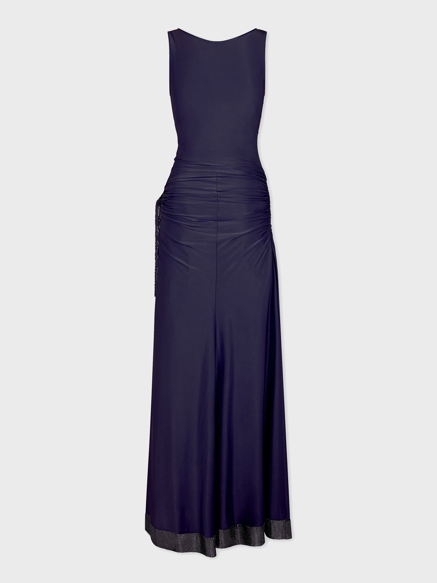 Long dress in mesh and jersey