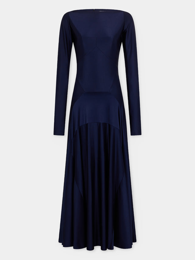 Long dress in jersey with godet details - Image 1