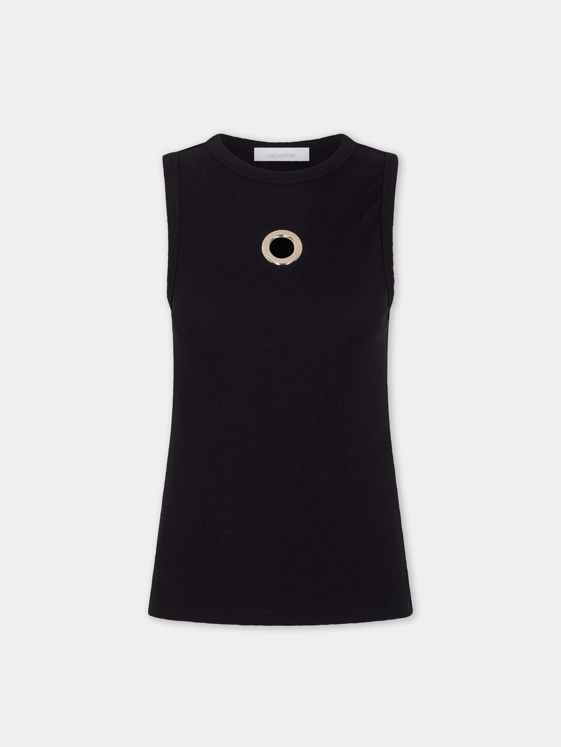 Tank top in cotton black position 1