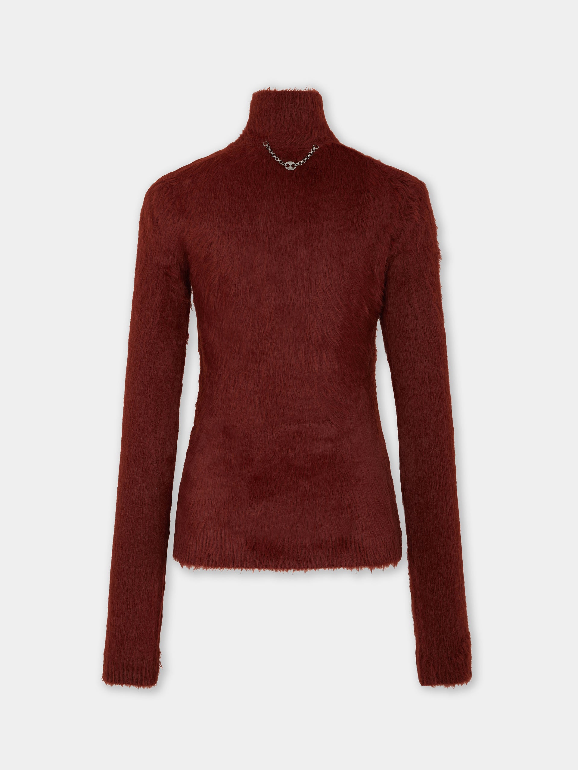 Turtleneck top in brushed knit brown position 5
