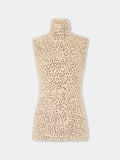 Turtleneck sleeveless top in brushed knit