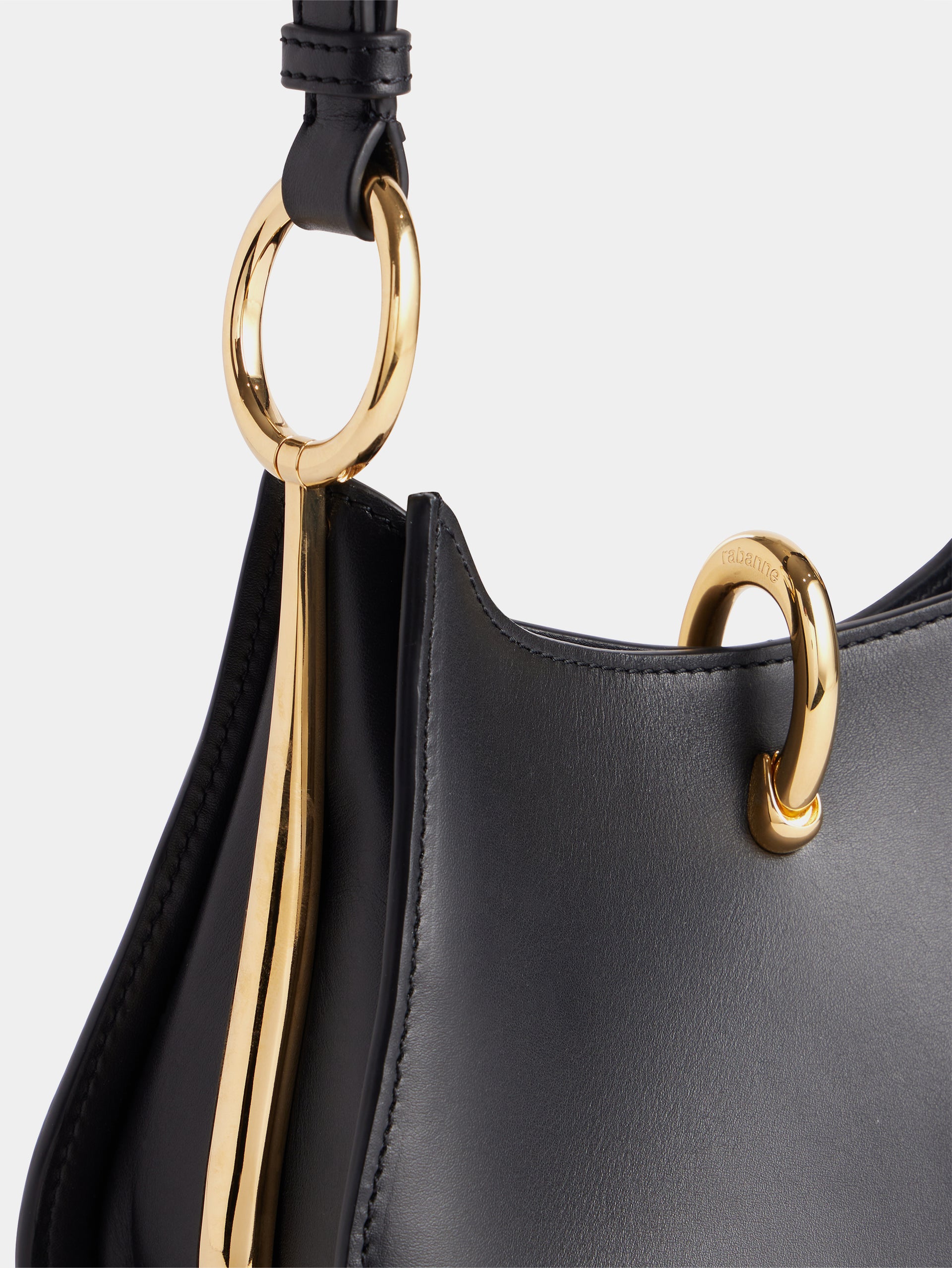 Small Ring leather bag black black position 3