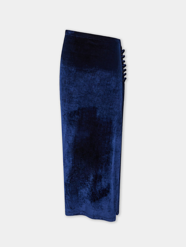 Draped midi skirt in velvet - Image 2