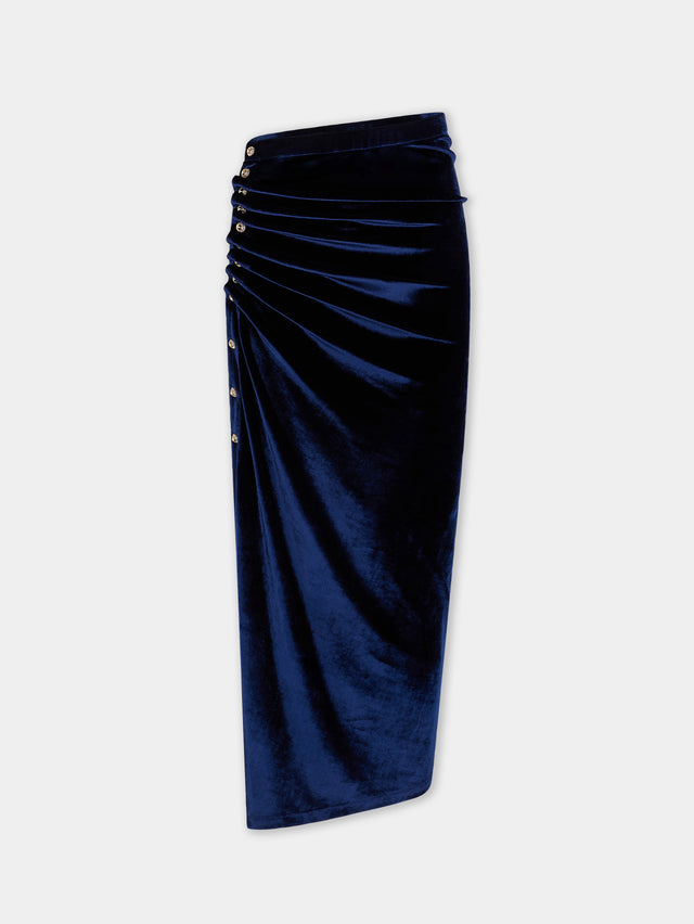 Draped midi skirt in velvet - Image 1