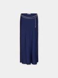 BLUE NAVY LONG SKIRT IN SATIN position 1