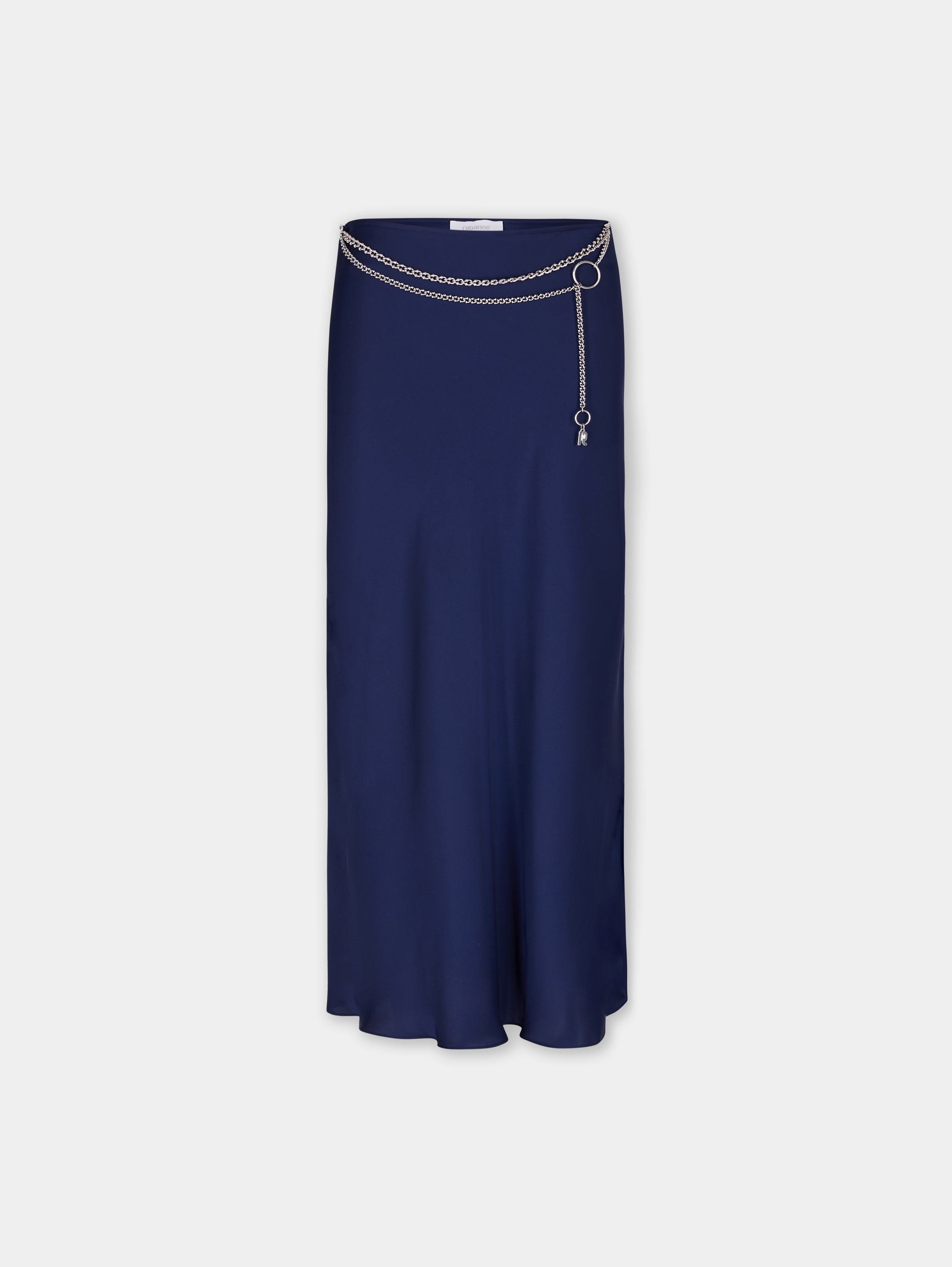BLUE NAVY LONG SKIRT IN SATIN position 1