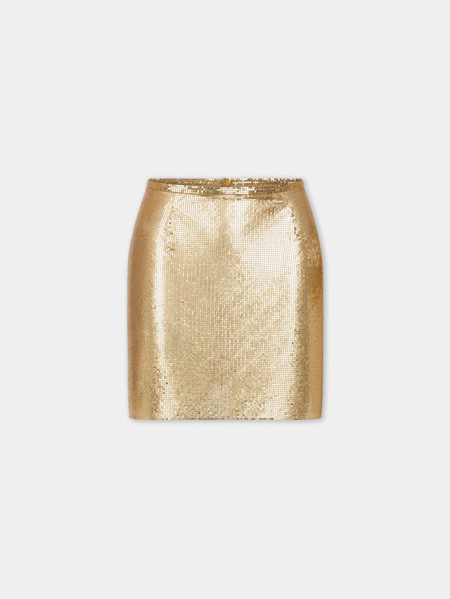 Gold mini skirt in mesh - Image 1