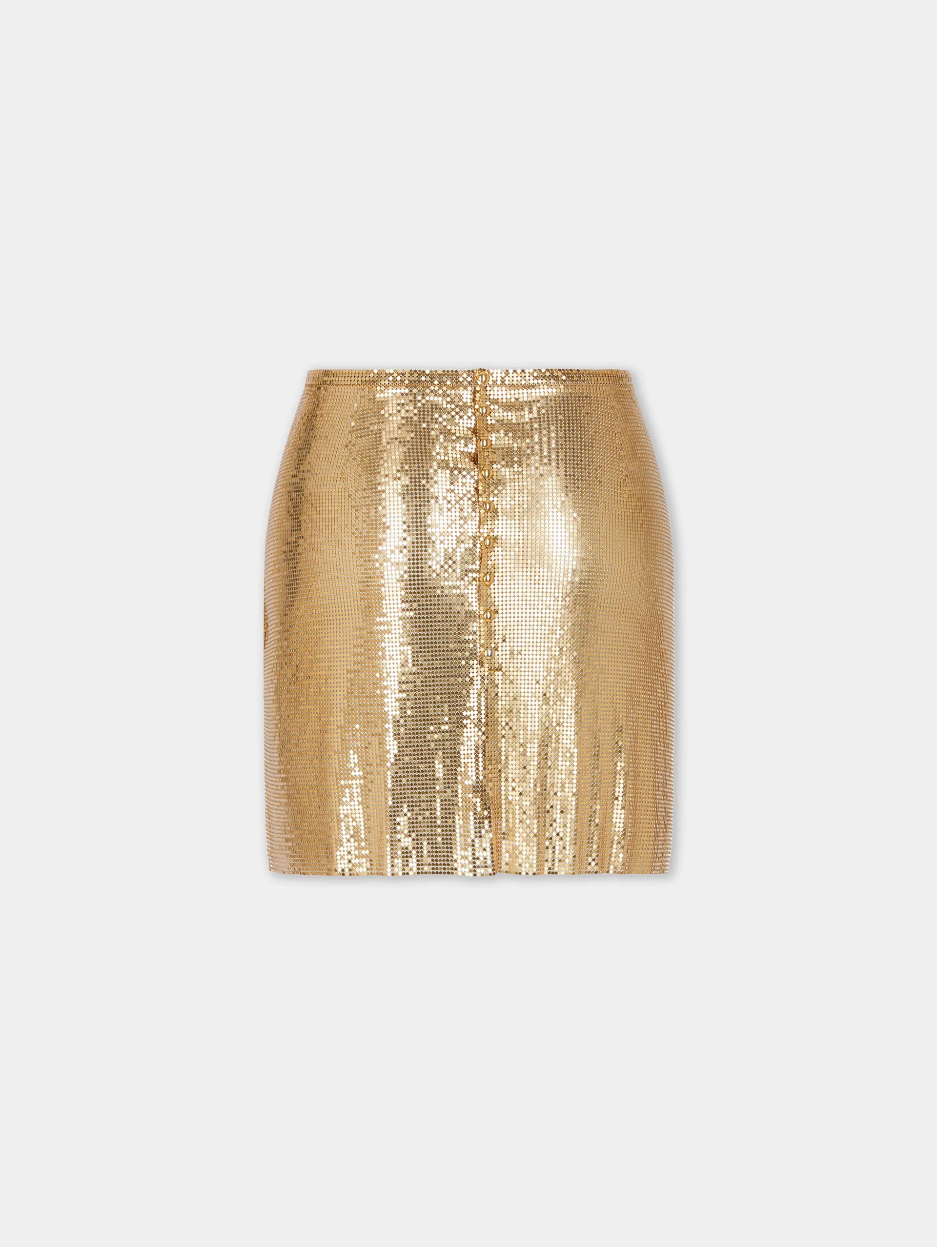 Gold mini skirt in mesh position 9