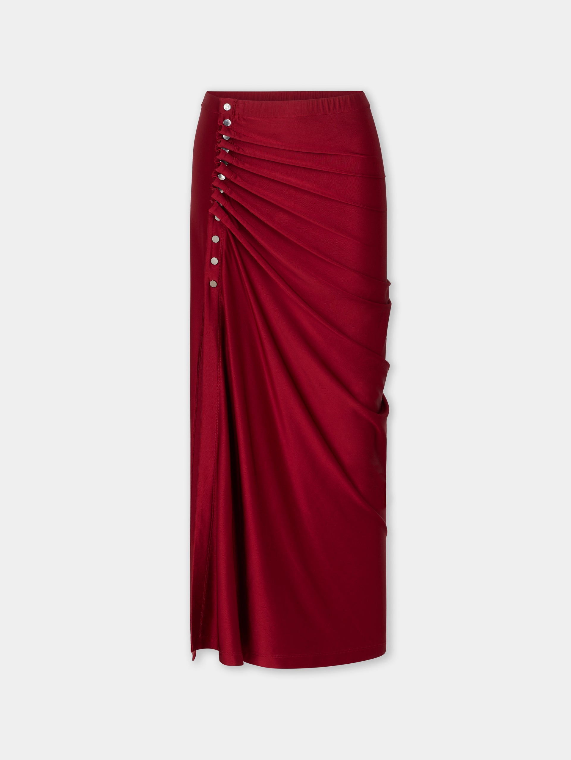 RED LONG DRAPED SKIRT IN JERSEY position 1