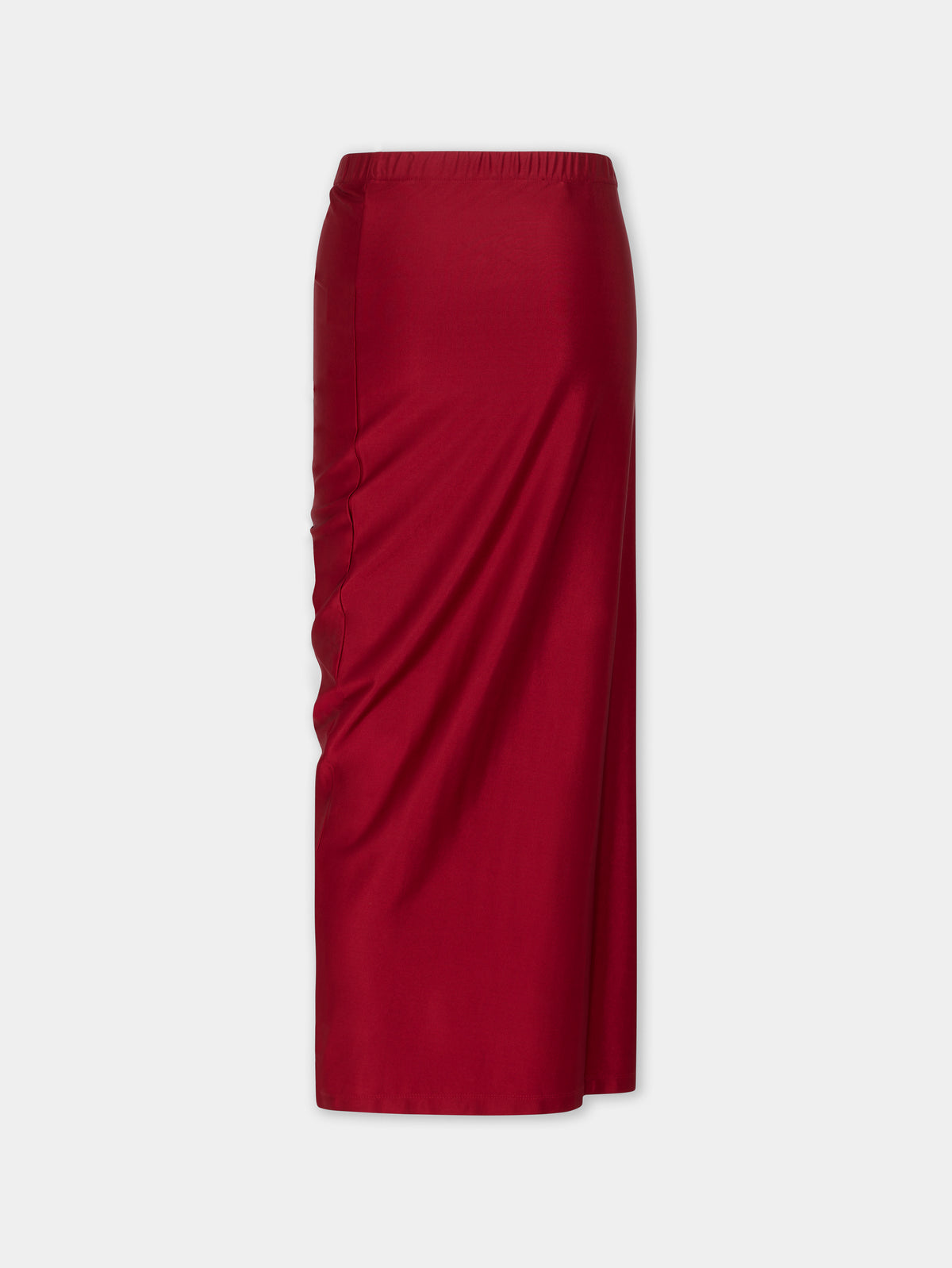 RED LONG DRAPED SKIRT IN JERSEY position 8