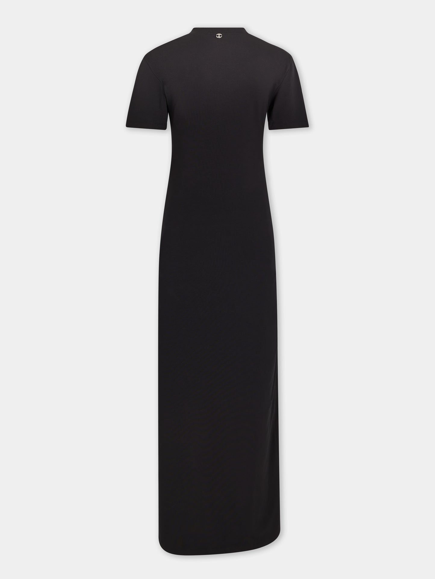 Black long piercing dress in cotton jersey