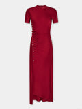 RED LONG DRAPED DRESS IN JERSEY position 1