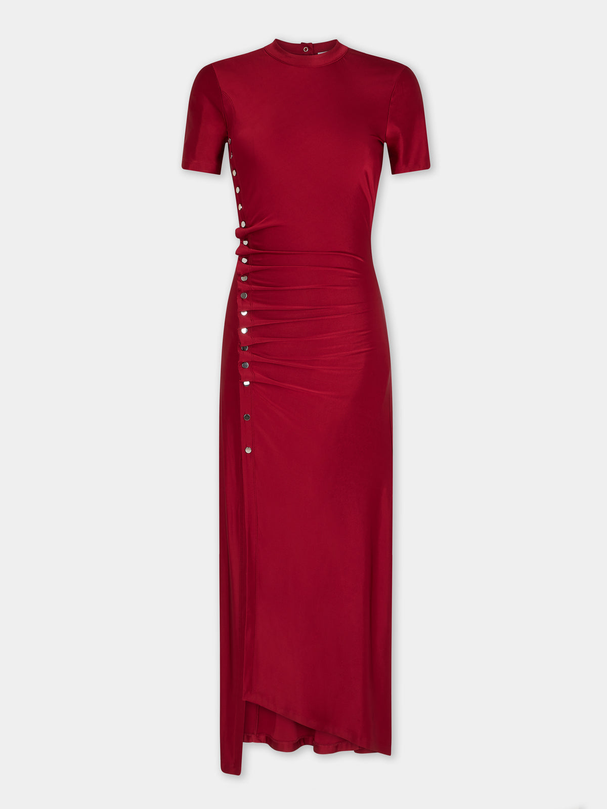 RED LONG DRAPED DRESS IN JERSEY position 1