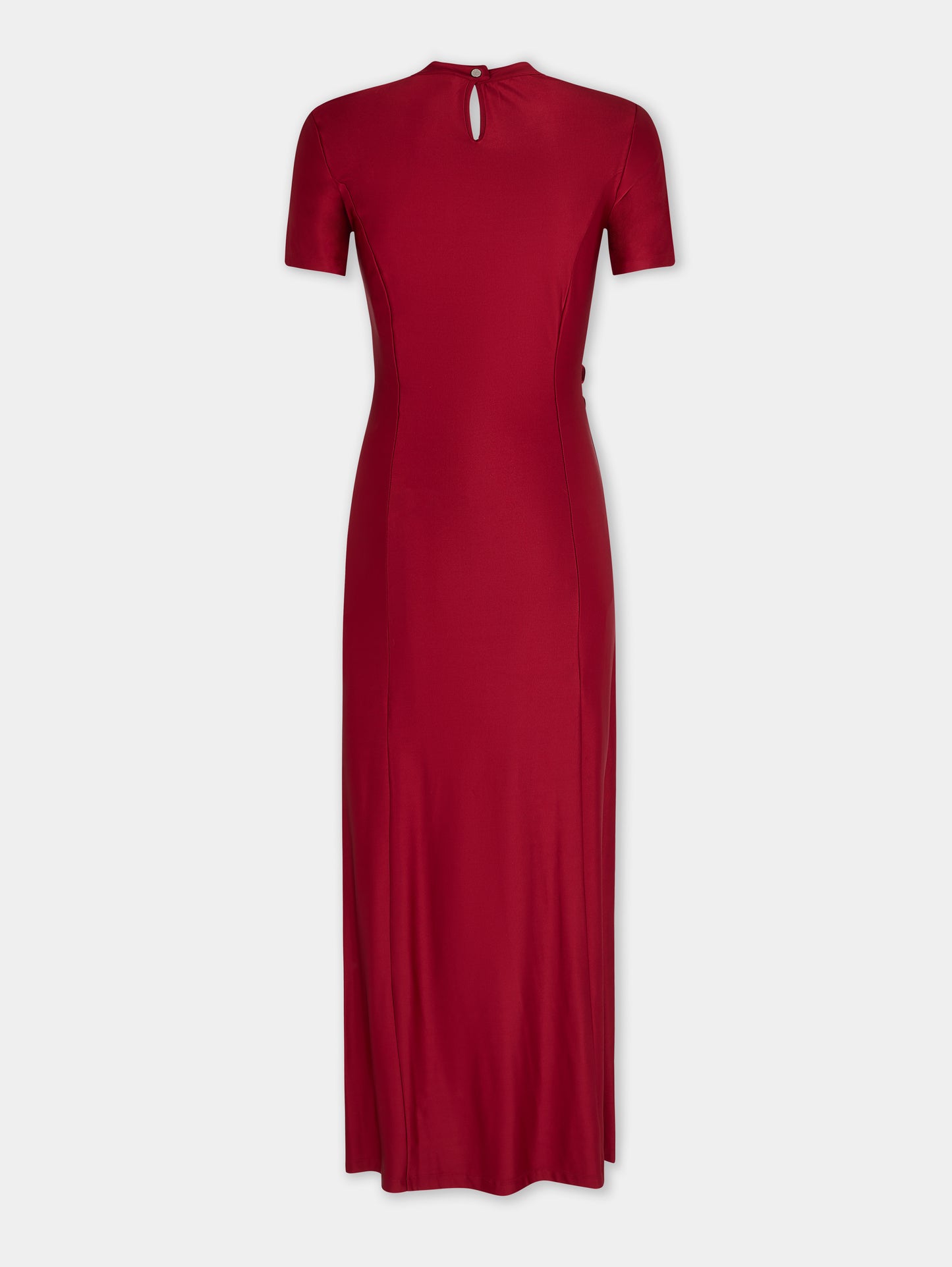 RED LONG DRAPED DRESS IN JERSEY position 8