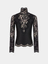 Black long sleeve top in lace and jersey