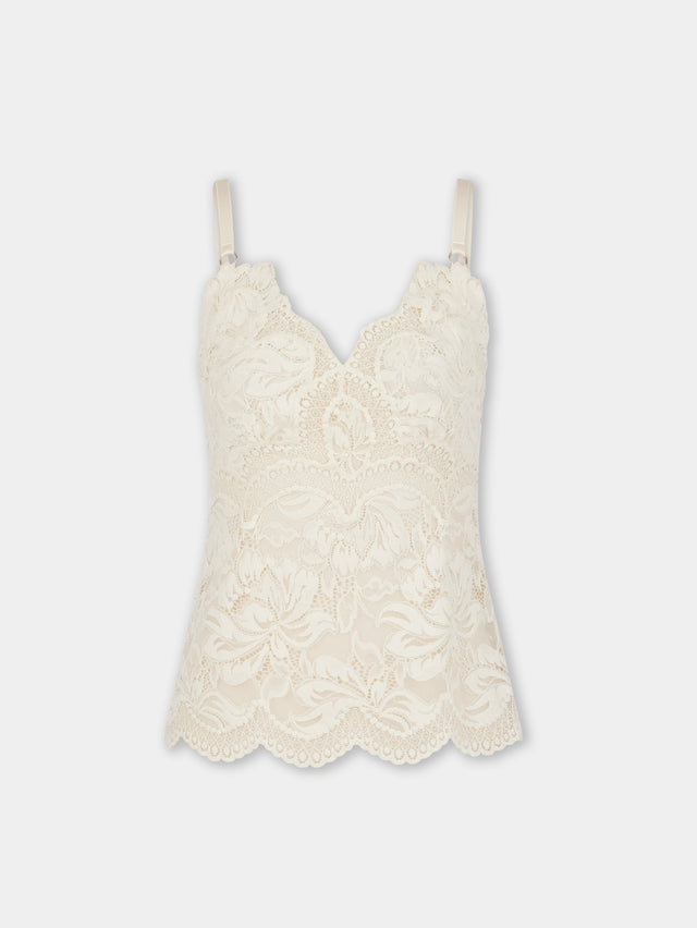 Ivory tank top in lace - Image 1