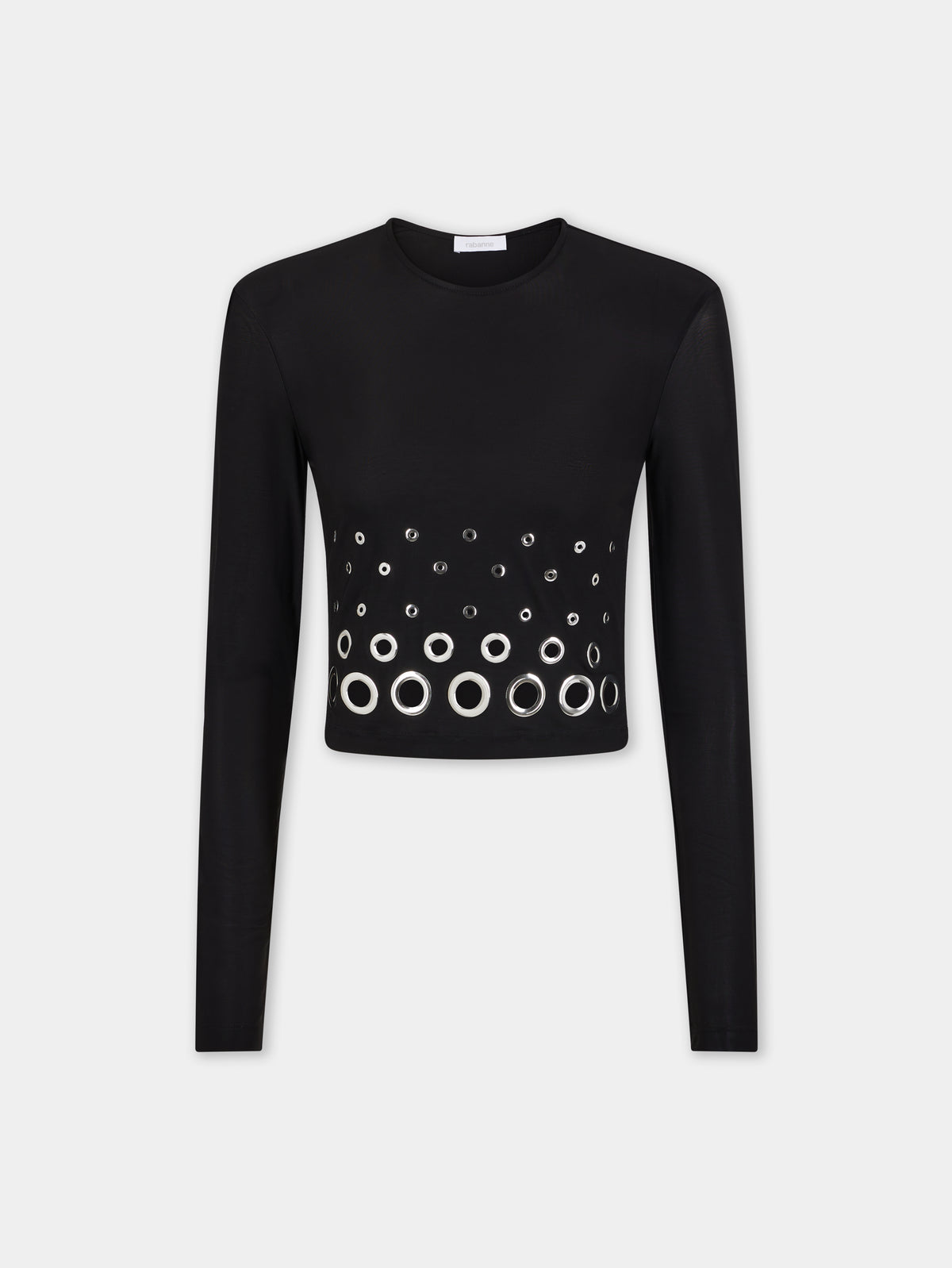 BLACK LONG SLEEVED CROP TOP IN JERSEY SECOND SKIN position 7
