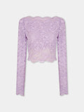 LAVENDER LONG-SLEEVED CROP TOP IN LACE position 1