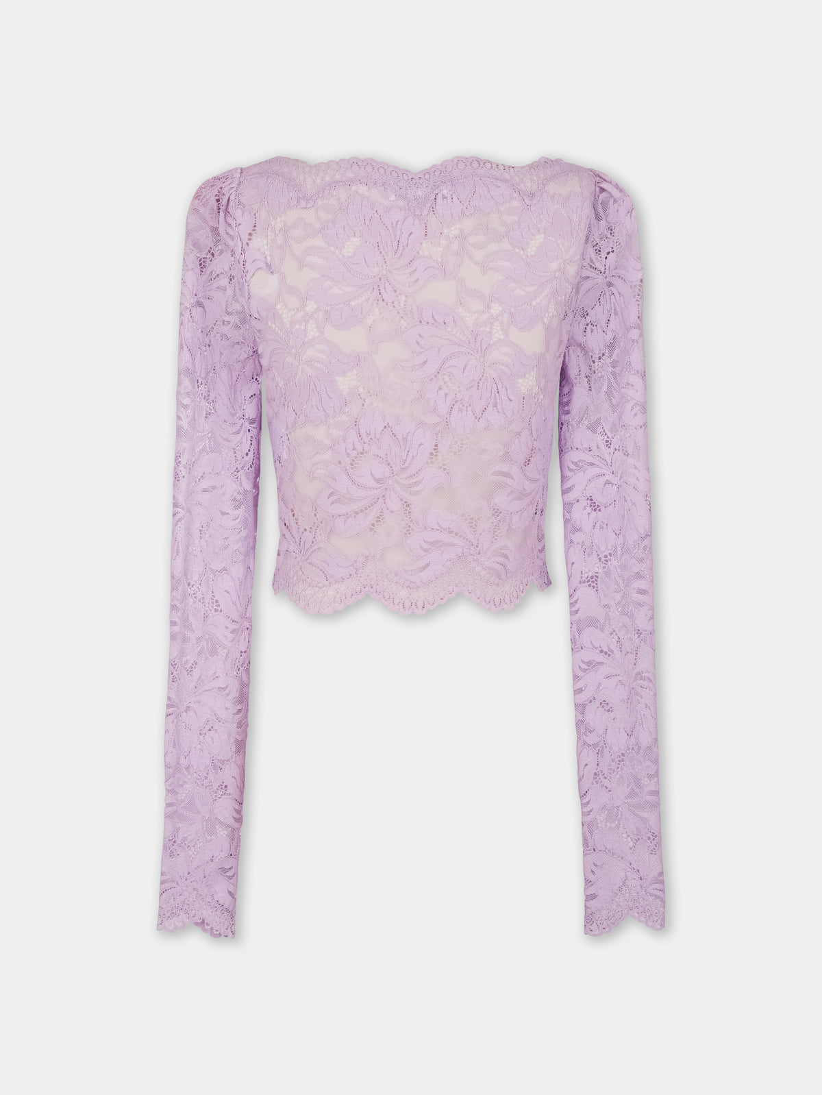 LAVENDER LONG-SLEEVED CROP TOP IN LACE position 7
