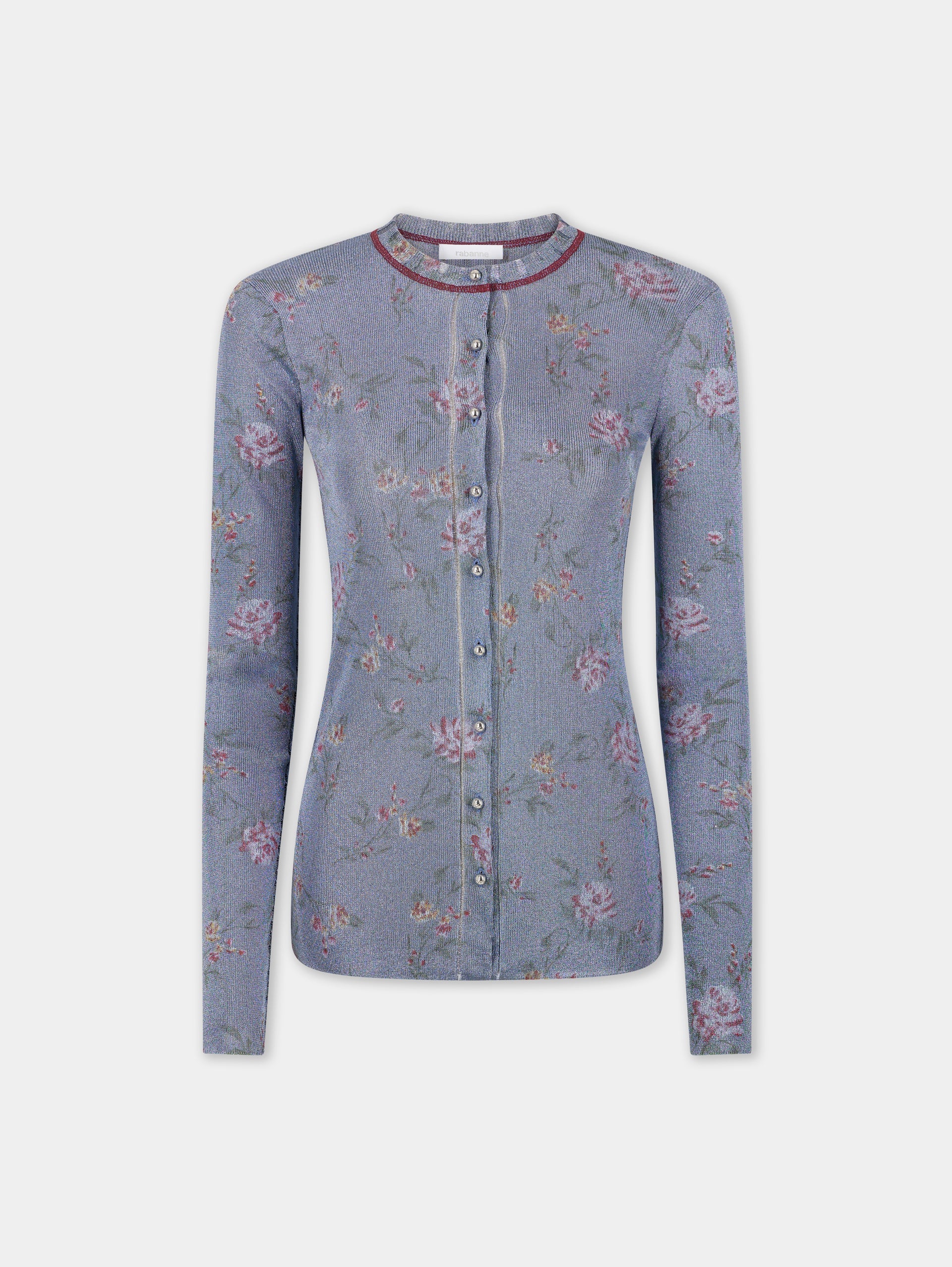 BLUE LONG-SLEEVED CARDIGAN IN LUREX VISCOSE KNIT position 1