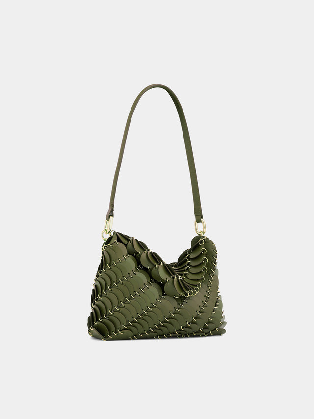 Khaki paco shoulder clutch in calfskin leather - Image 3