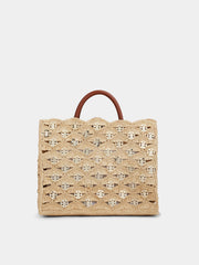 Beige tote bag in raffia