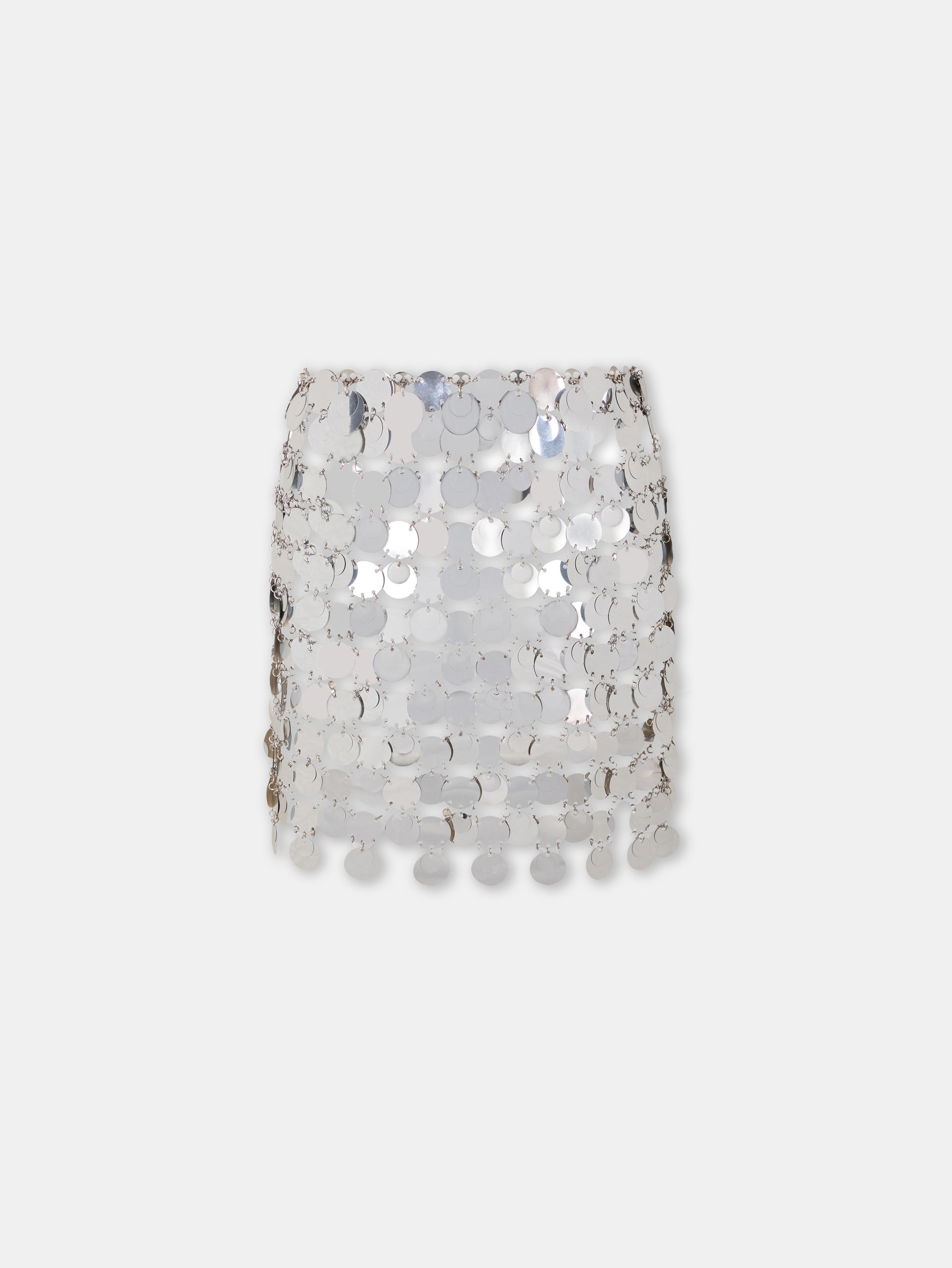 The silver sparkle discs skirt position 1