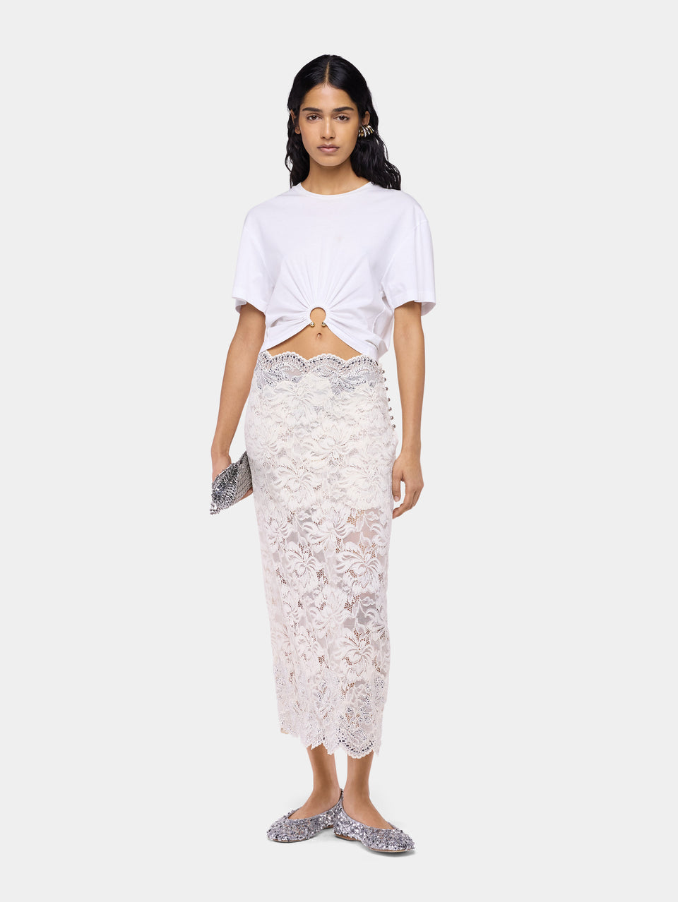 Midi skirt in lace - Image 1