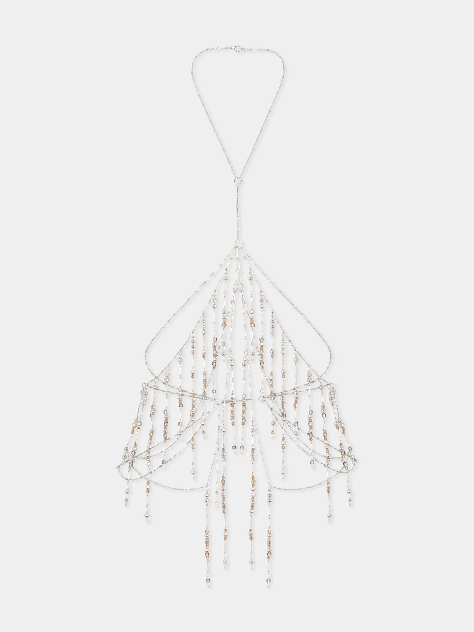 Silver body chain with pearls finges - Image 1