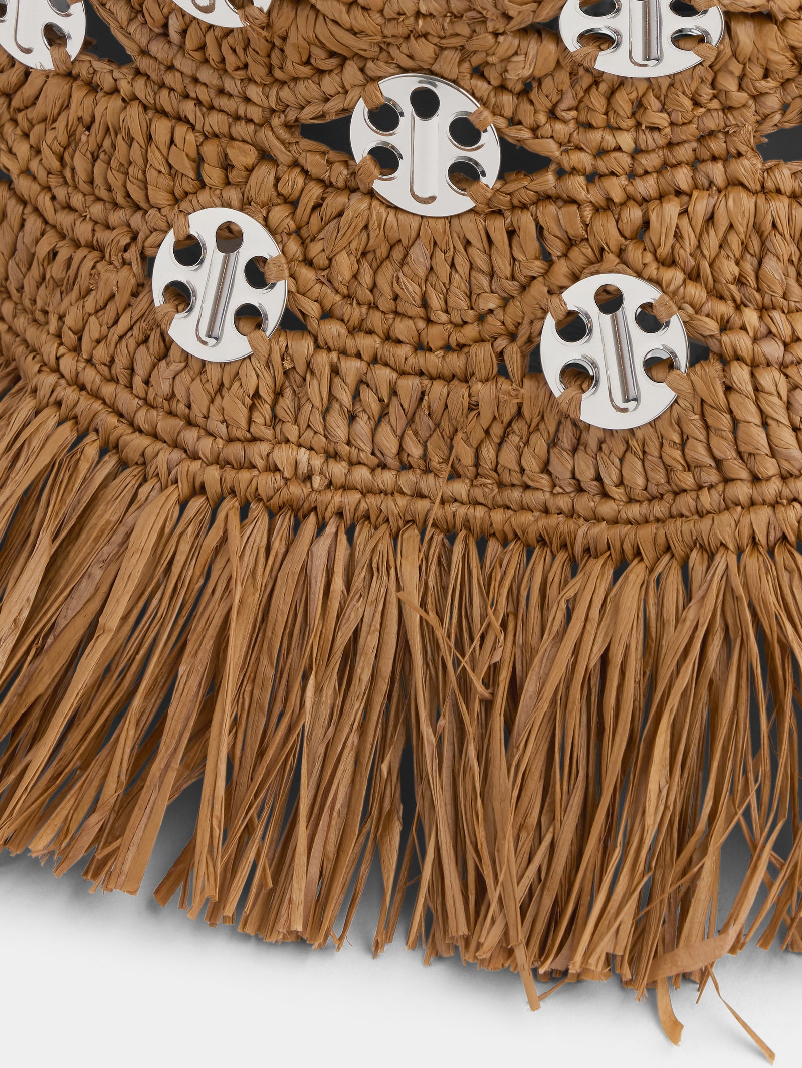 Bob in dark brown raffia with iconic silver 1969 discs - Image 3