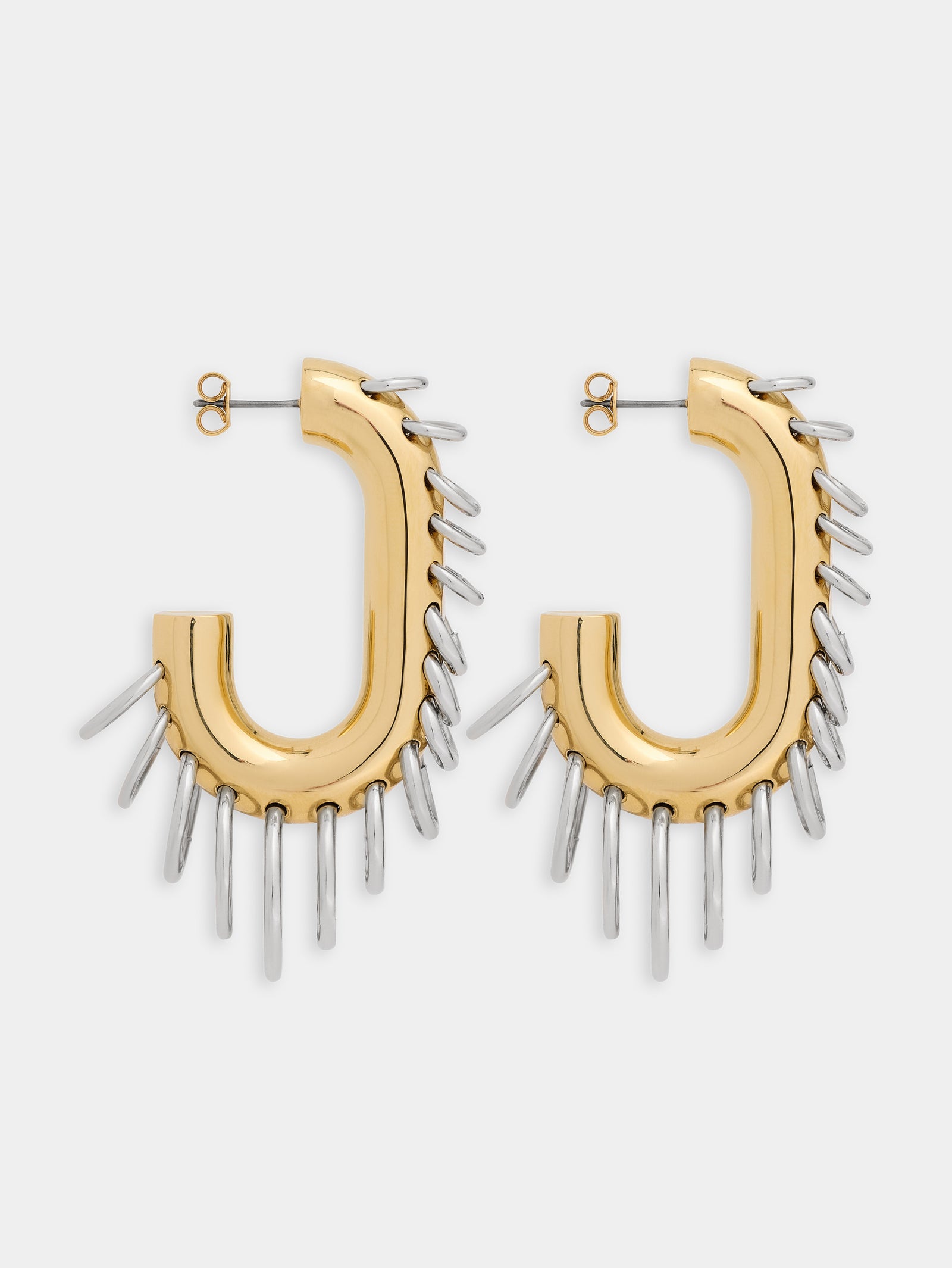 Punk XL Link earrings in bicolor gold and silver - Image 3