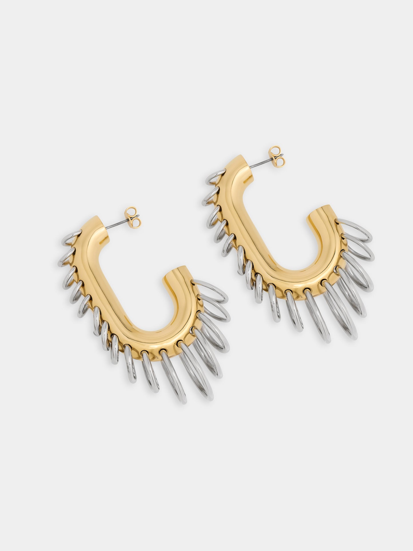 Boucles d'oreilles Punk XL Link bicolore or et argent