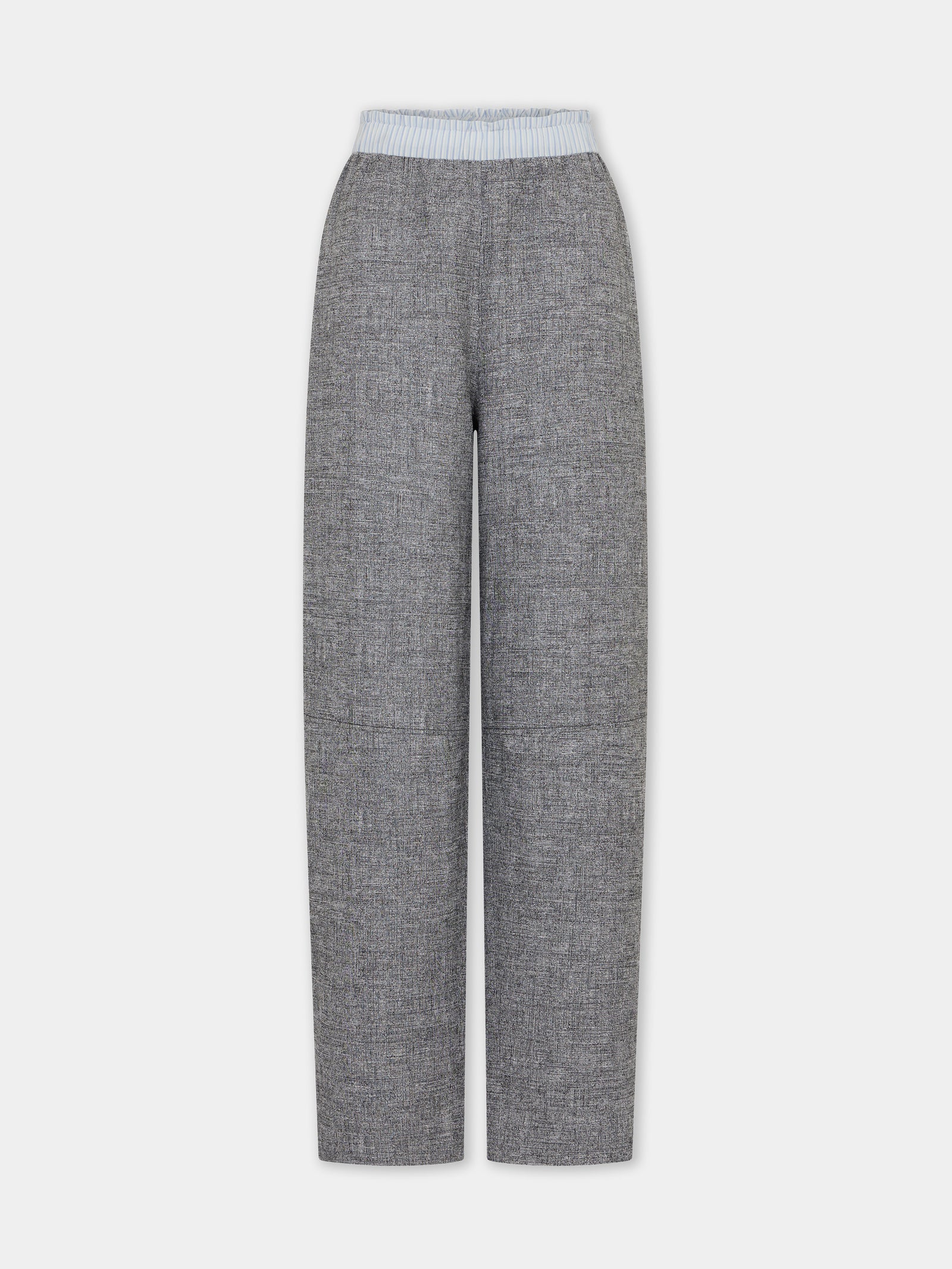 Straight tailored trousers in heather grey wool - Image 1
