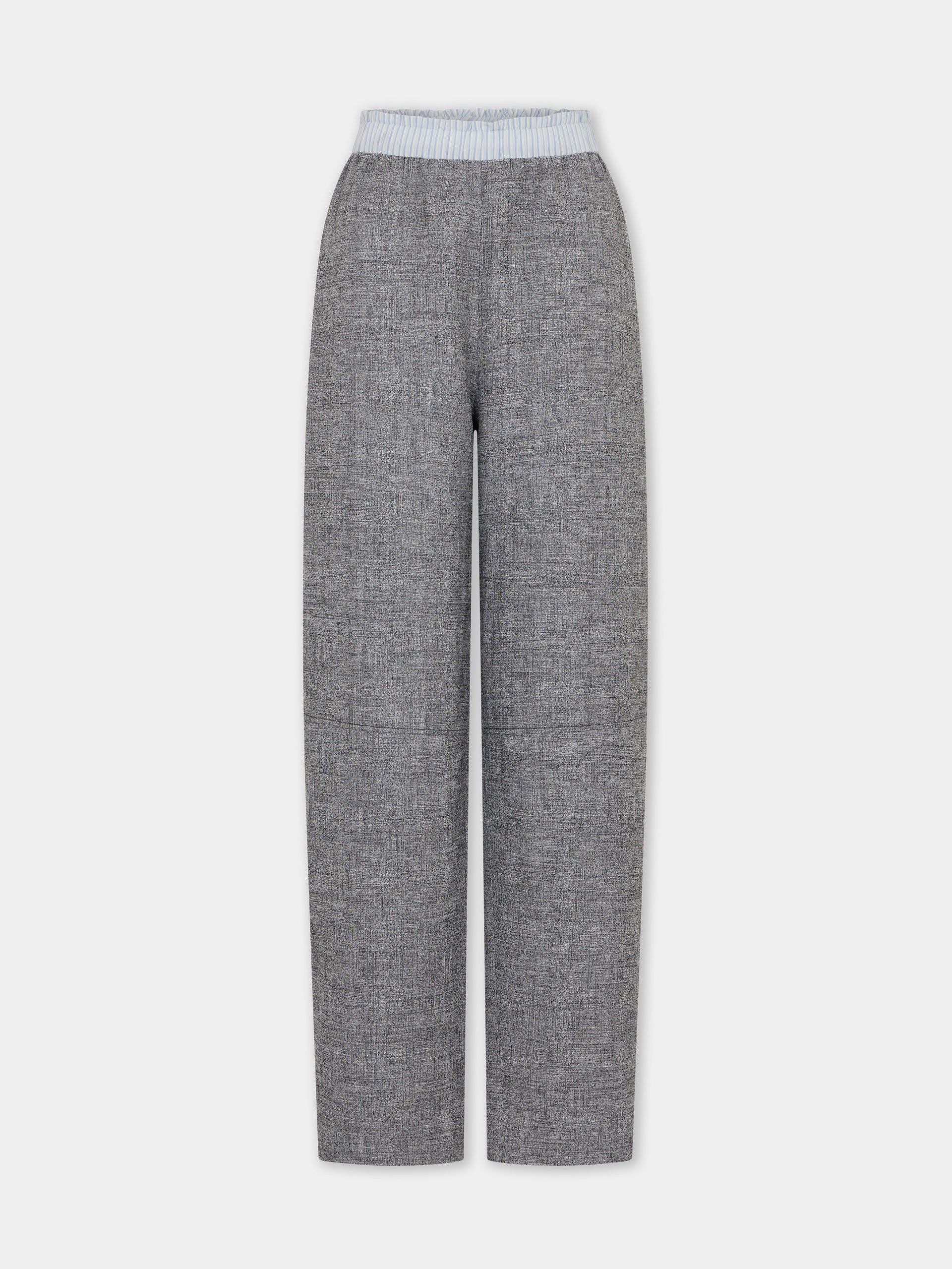 Straight tailored trousers in heather grey wool