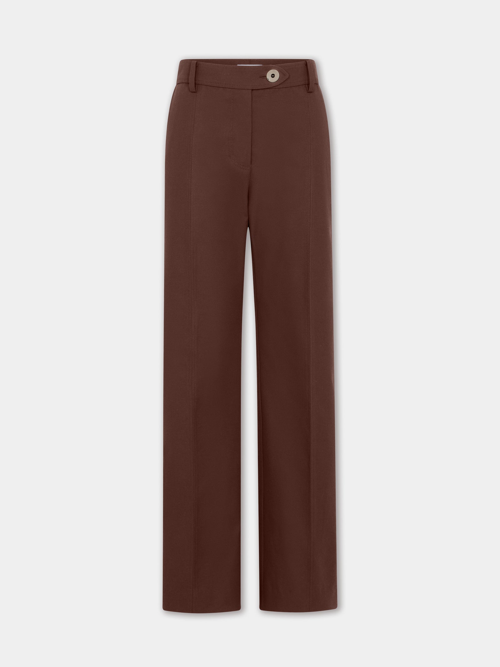 Straight tailored trousers in brown cotton and wool - Image 1