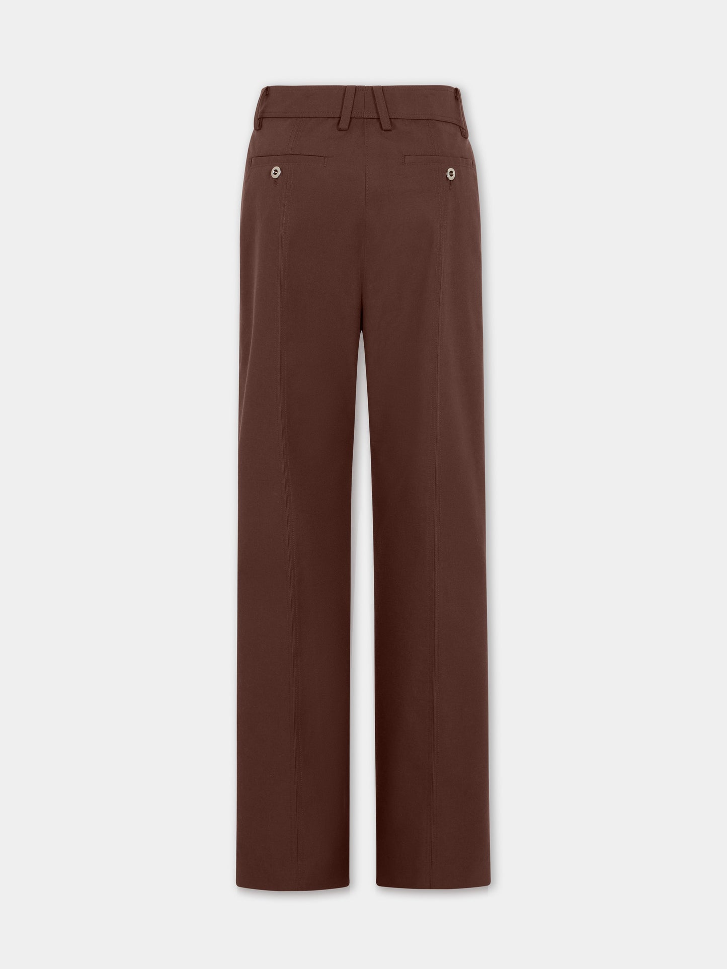 Straight tailored trousers in brown cotton and wool